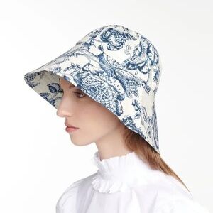 Erdem Floral Blue and White Women's Hat